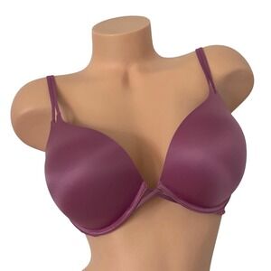 Victoria's Secret 34DD Bombshell Add-2-Cups Push-up Plunge Bra Lace Pink Mauve